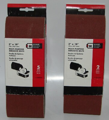 Porter Cable 713800802, 713800805  3x18 Sanding Belt 80 Grit A/O 7 Pack.