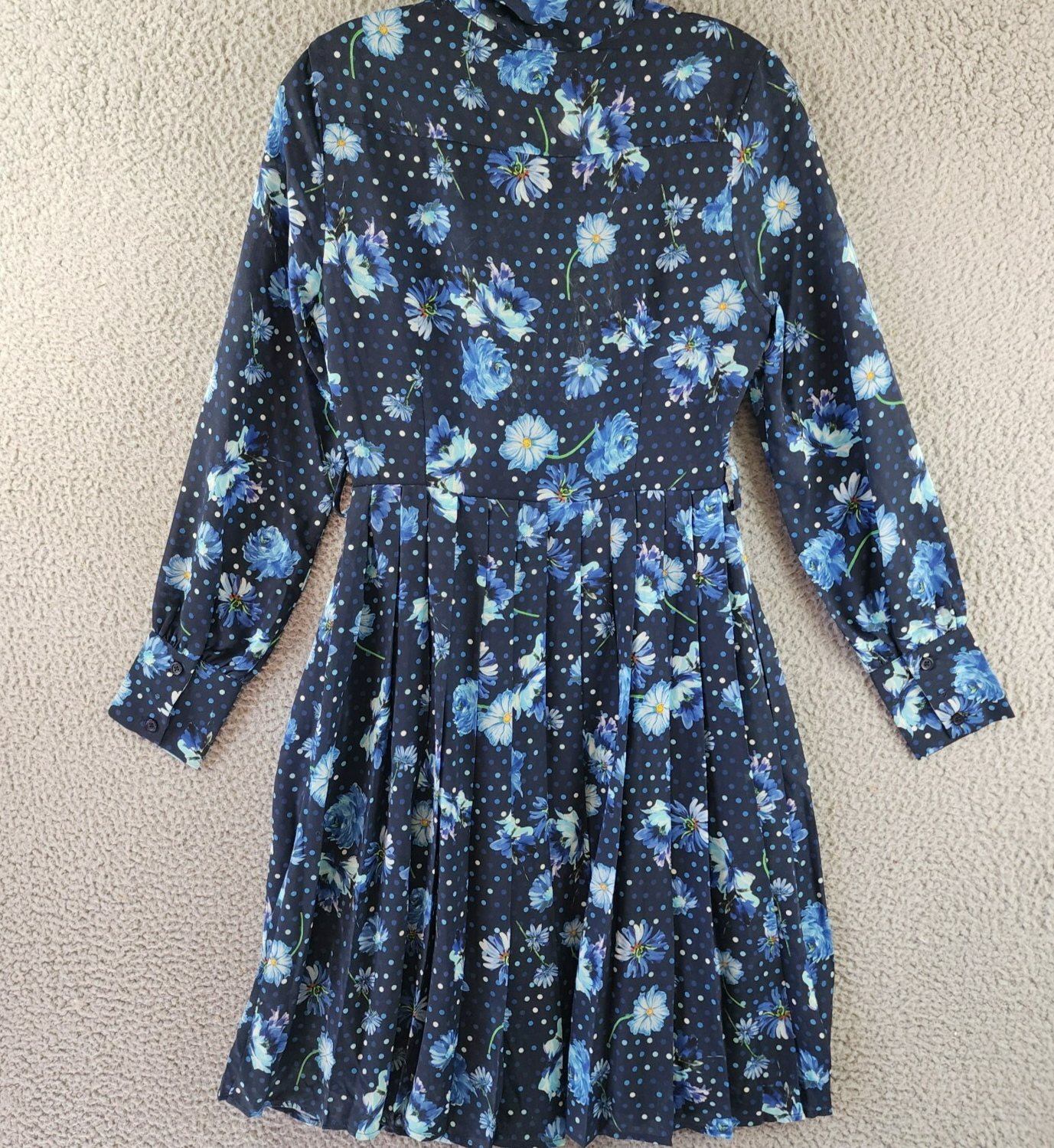 Gracia Belted Mini Dress Women's S Black Multi Floral Scarf Neck Long Sleeve - Picture 11 of 13