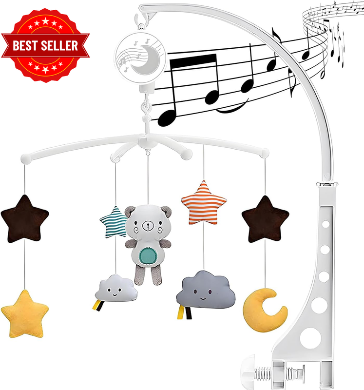Baby Cot Hanging Musical Bed Bell Crib Wind up Music Box Gift Rattle Toys