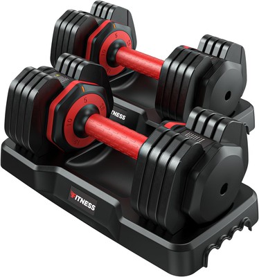 2pcs  5 in 1 Adjustable Dumbbells,1-Sec Adjustable Weights Dumbbells Set