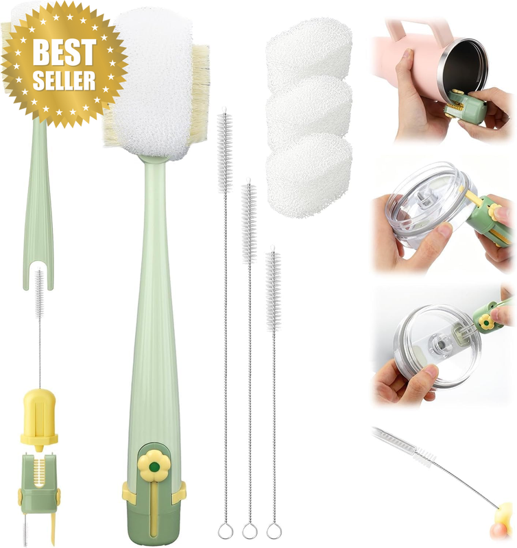 5 in 1 Water Bottle Cleaner Brush Set – Multifunction Bottle Brush Cleaner Kit w