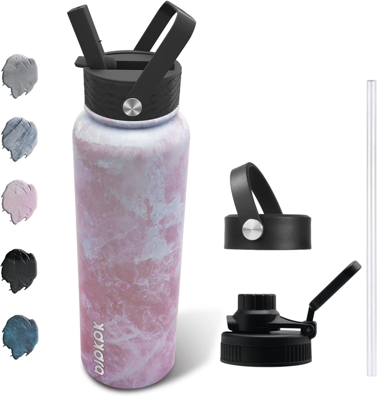 With Straw Lid, 40oz Large Water Bottle, Stainless Steel