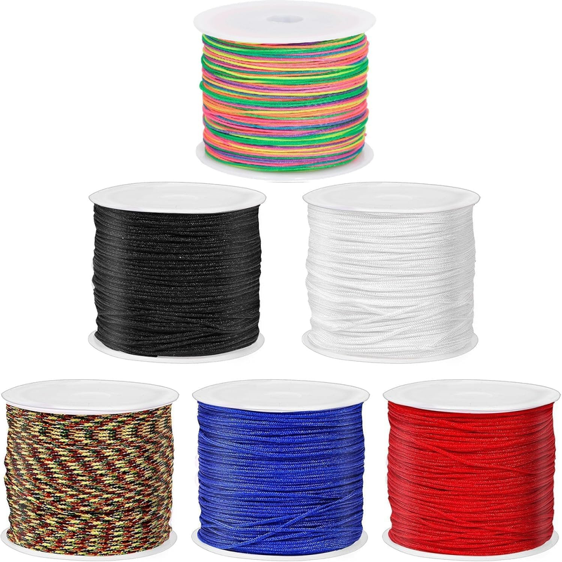 6-Piece Multi-Color 180-Meter Nylon Rope Set, Nylon Bead Thread Chinese Knot Rop