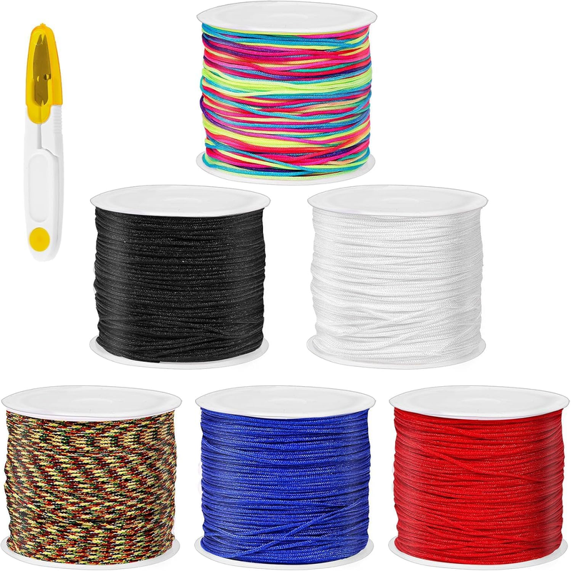 6 Rolls 130Yards 0.8MM Nylon String for Bracelets, Chinese Knotting Cord Premium