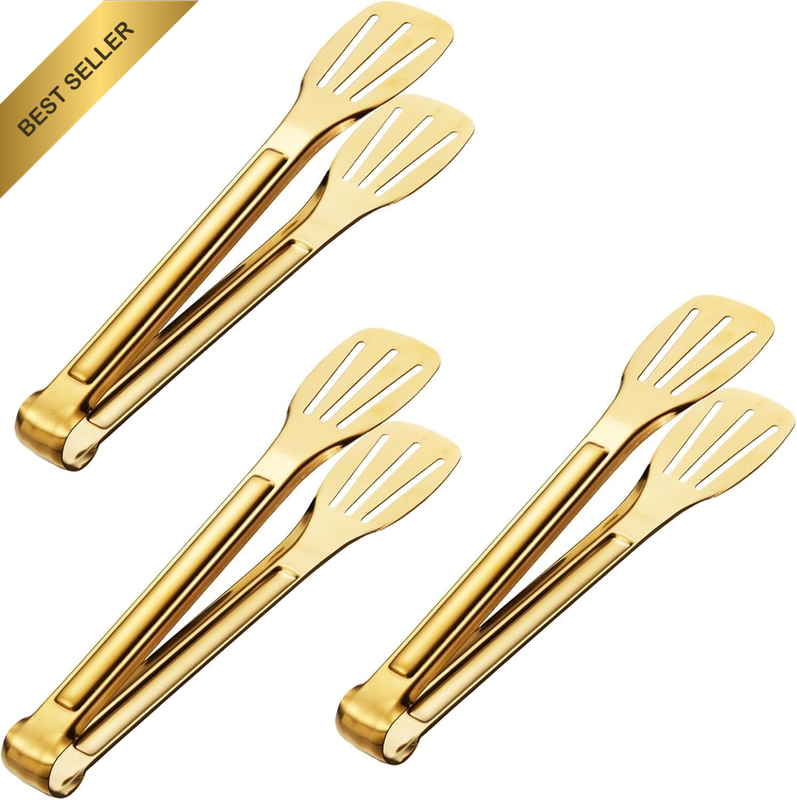 3Pcs Kitchen Tongs, 7'' Stainless Steel Food Serving Tongs, Non-Slip Stainless S
