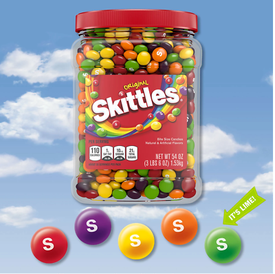 2 Jars Skittles Original Fruity Candy Jar Bite Size Candies 54 oz Each Jar