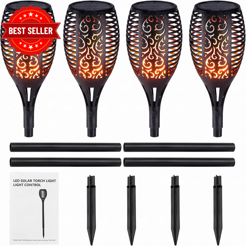 4 Pack 96 Leds per Light Outdoor,Flickering Flame Torch Lights