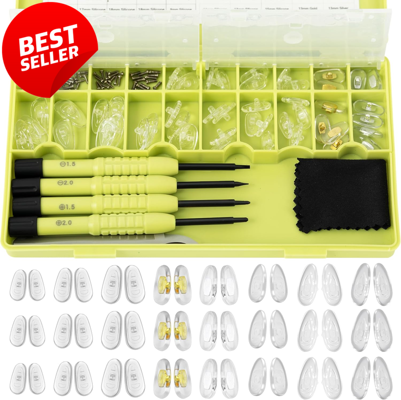 Green Eyeglass Nose Pads Replacement Kit 24 Pairs Screws Screwdriver - US