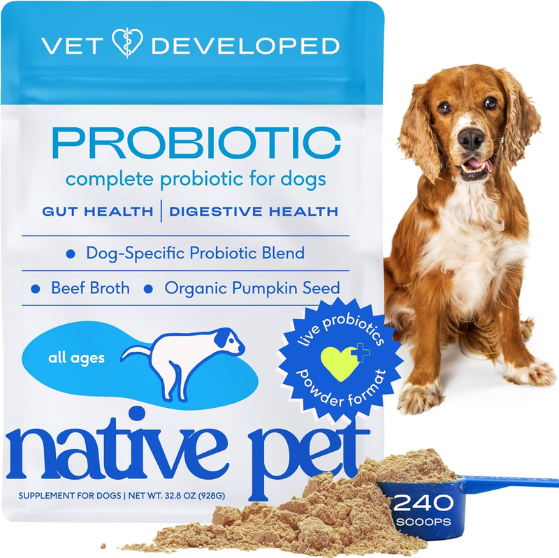 Native Pet Probiotics for Dogs Gut & Digestive Health 6B Pro 240 ScoopsEXP:07/27