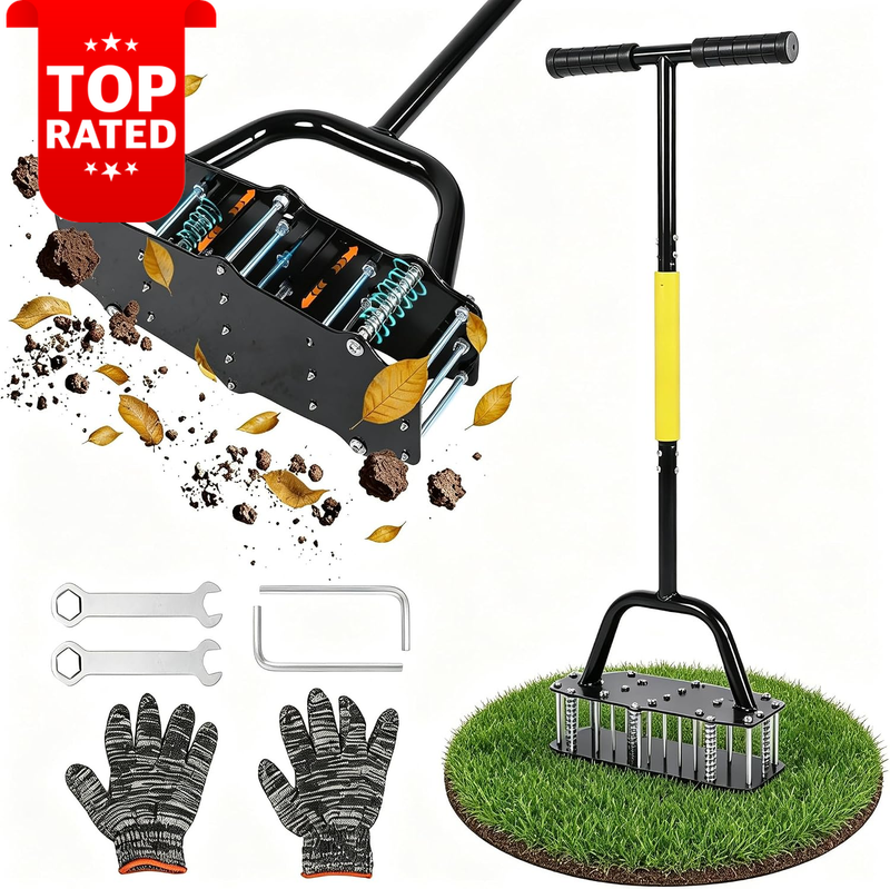 39.3 Inch Lawn Aerator 17 Stainless Steel Nails Garden Soil Aeration Tool