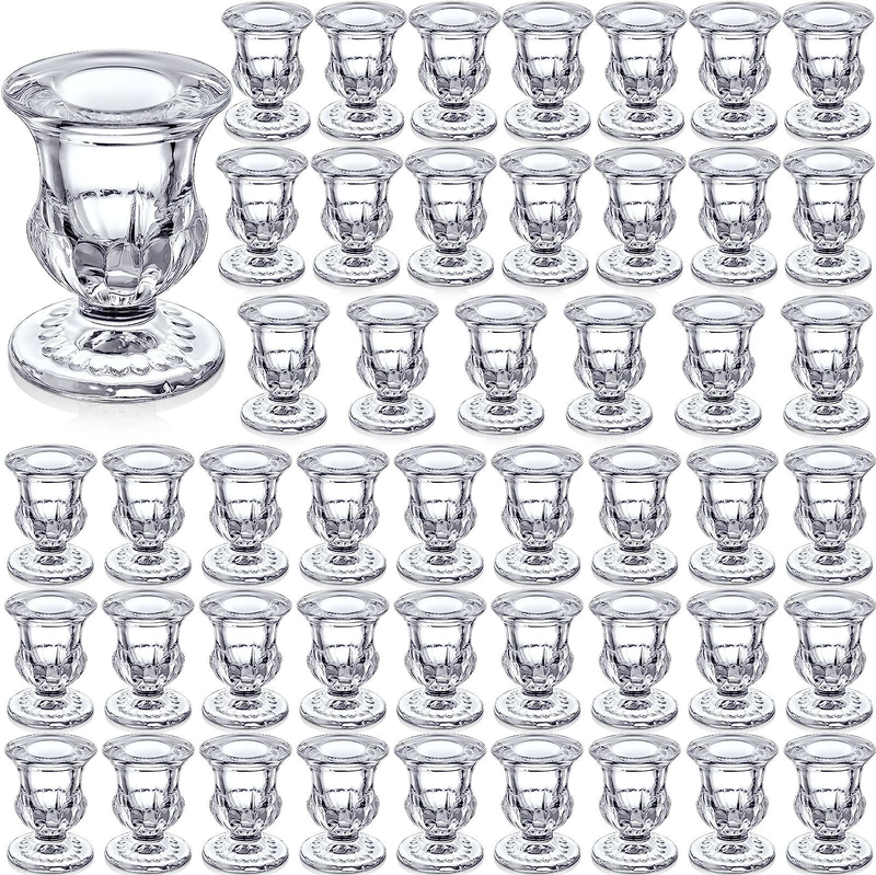 S 2.5 Inch Clear Glass Taper Candlestick