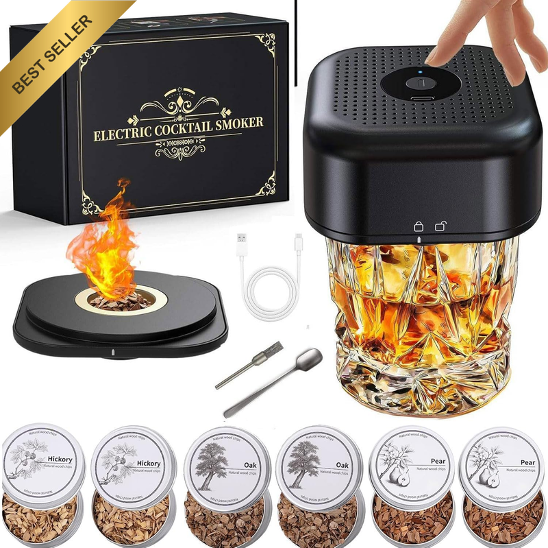 Electric Whiskey Smoker Kit -Whiskey Gifts for Men, Rechargeable Electric Cockta