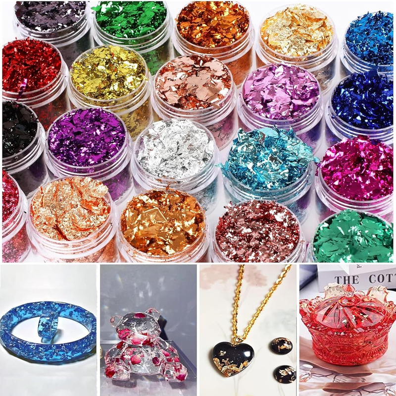 Gold Foil Flakes,30 Bottles Gilding Flakes Set,Gilding Flakes,Gold Leaf Flakes,G