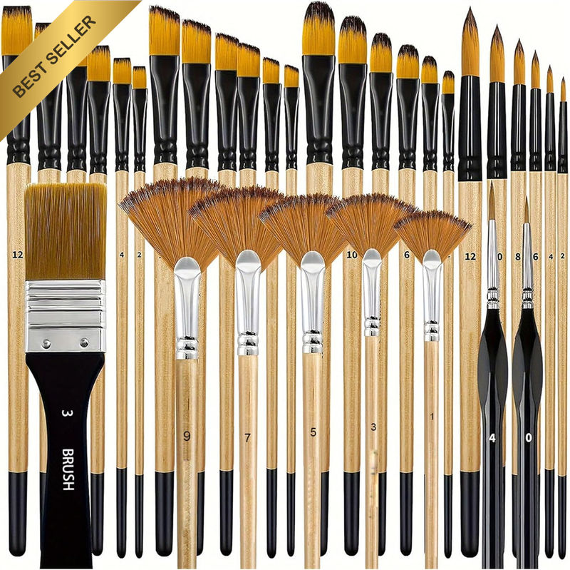 32PCS Paint Brushe Set, Brushe Professional for Acrylic Painting Watercolor Oil,