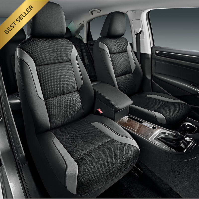 Memory Foam Car Seat Covers, Air Cool Mesh Thick Seat Covers, Gray Two Front Car