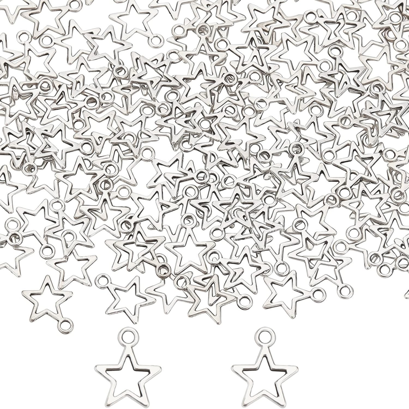 1 Box 150Pcs Alloy Star Charms Silver Pentagram Charm Bulk Tibetan Mini Stars Ch