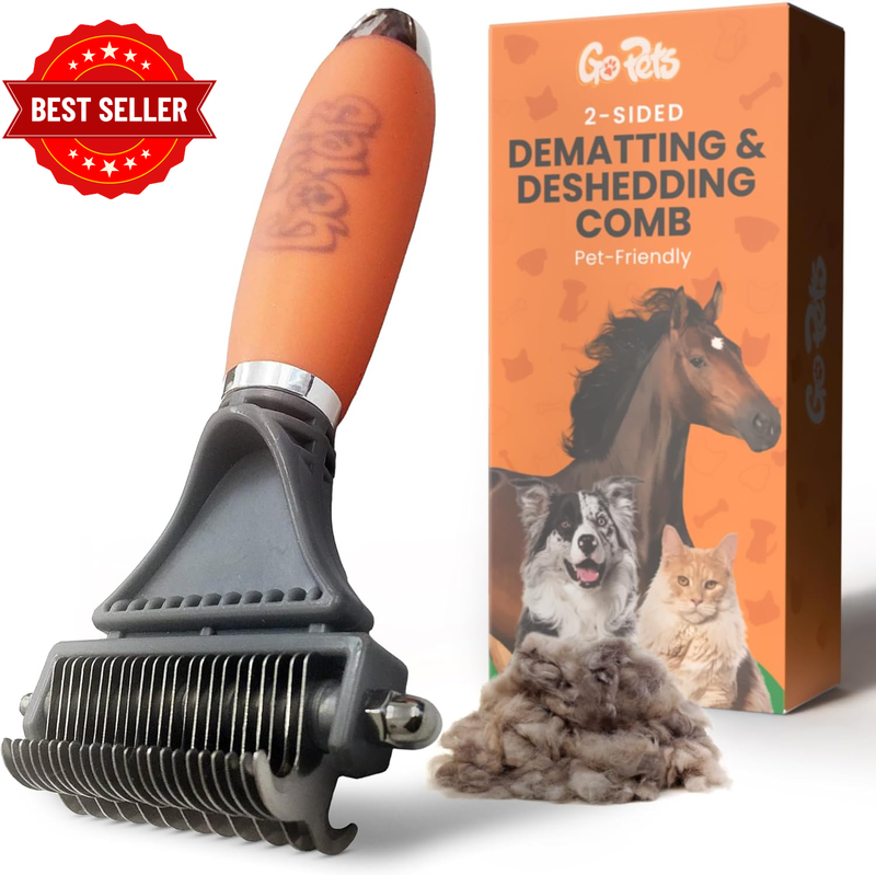 Dematting Comb with 2 Sided Professional Grooming Rake for Cats & Dogs