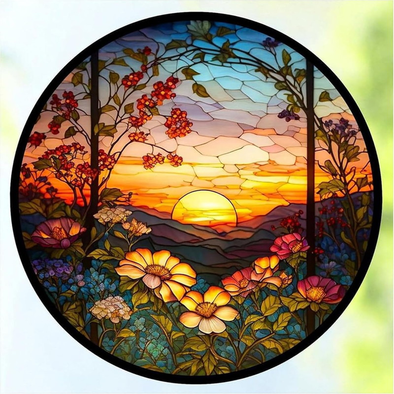 11.8X11.8" Stained Glass Sunflower Full Drill Embroidery Painting Kits for Kids