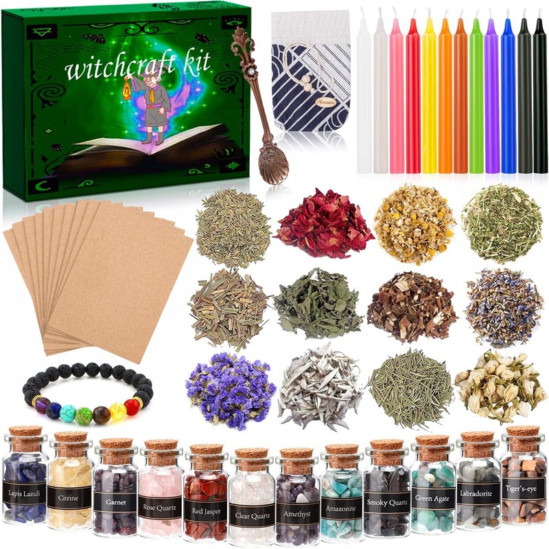 Starter Witch Kit StÃ¼Ck Witchcraft Kit Kerzen Trockenblumen Magie Hexen Kit