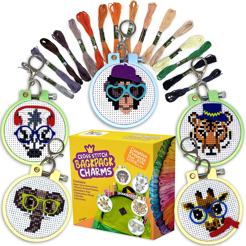 Kits Beginners. 5 Stamped Wild Animals Cross Stitch