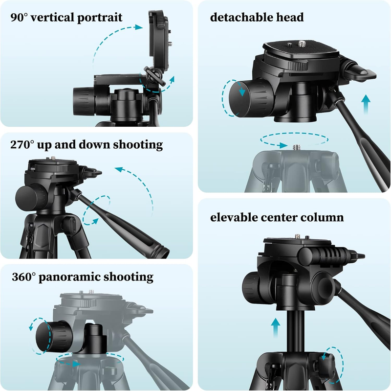 Camera Tripod, 68" Phone Tripod Stand for Camera Photo Video, Travel Floor Tripo