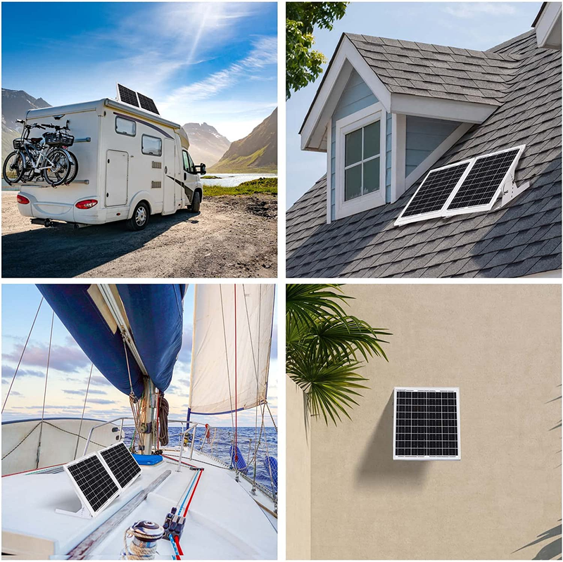 20 Watt 12V Solar Panel Kit with Adjustable Solar Panels Tilt Mount
