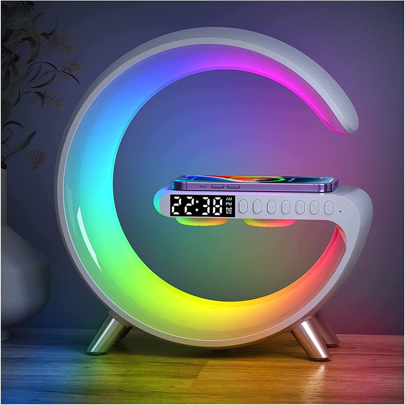 Wireless Charger Night Light Lamp App Control Bluetooth Speaker Alarm Clock