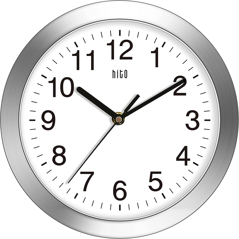 HITO 10 Inch Silent Wall Clock Battery Operated Non Ticking 