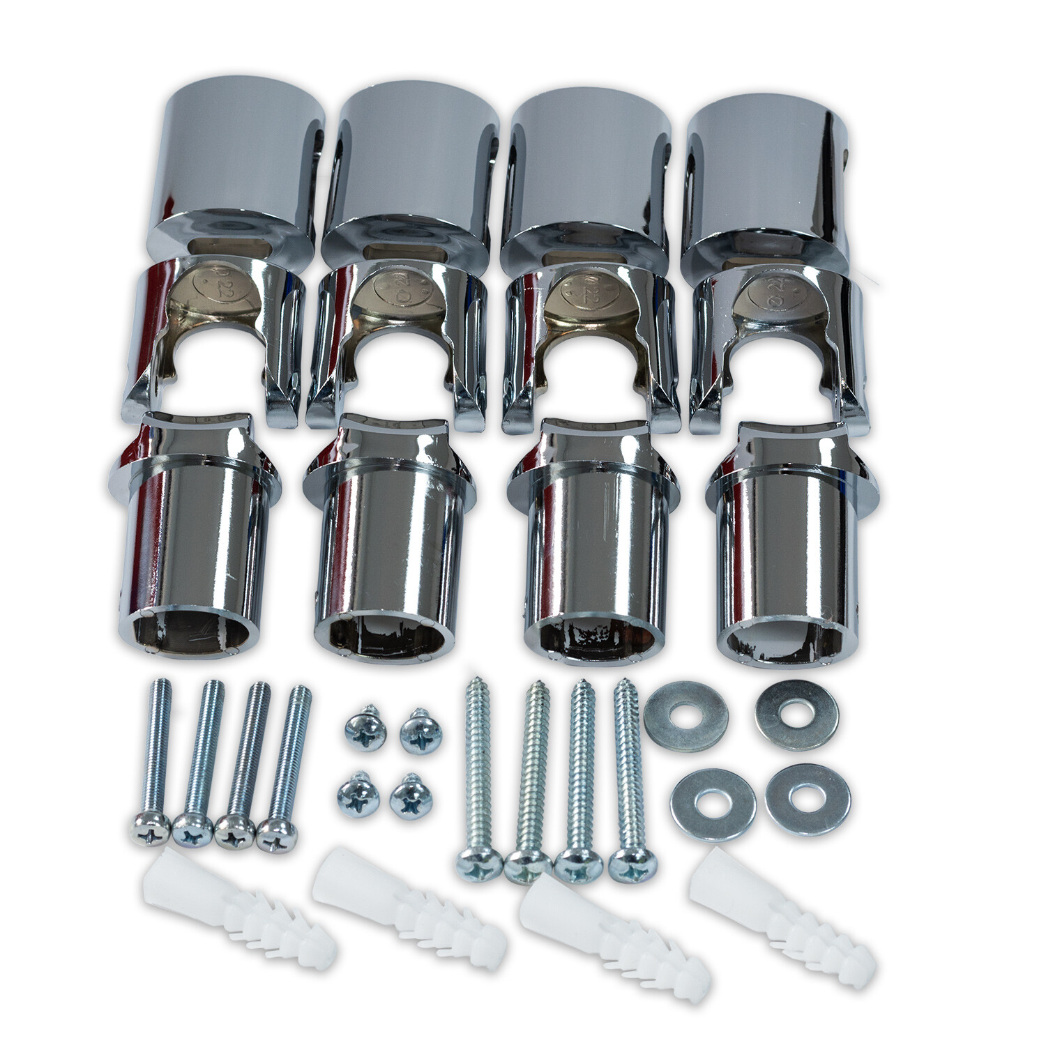 19, 22 or 25mm Chrome Clamp Brackets for Heated Towel Rail Radiators