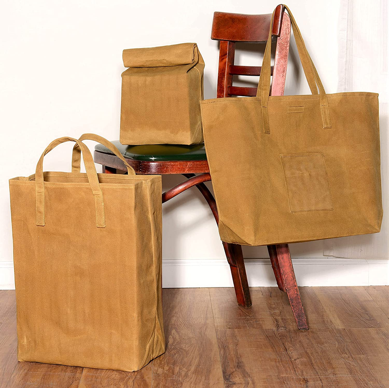 Canvas Lunch Bag - Small Designer Lunch Tote for Men & Women, Trendy Vintage Wax