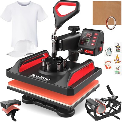 Lya Vinyl 12''x 15'' Swing Away Digital Heat Press Machine, Combo T-Shirt Mugs Hat