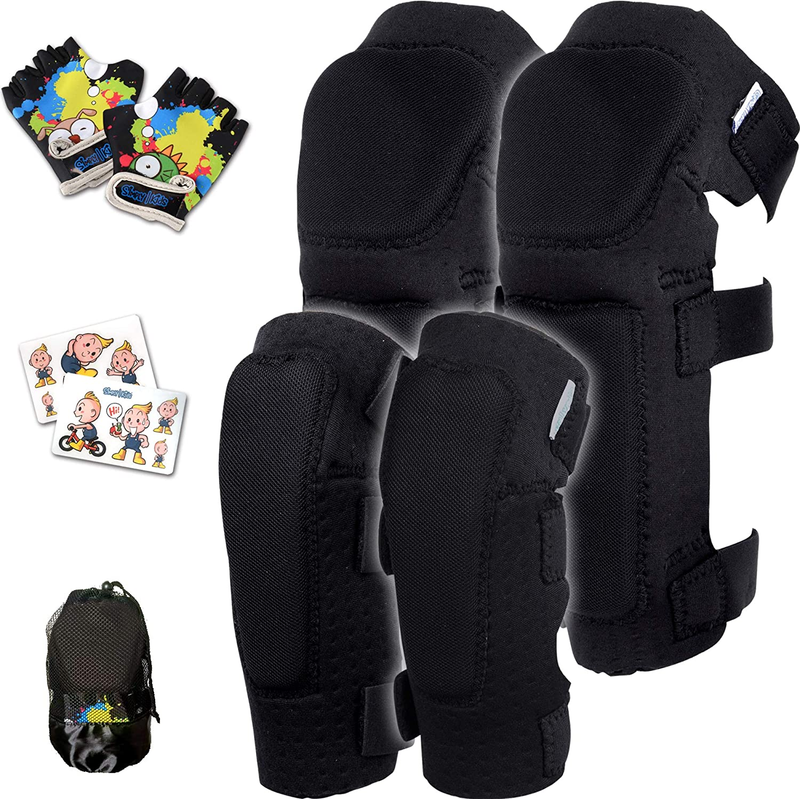 Simply Kids Knee and Elbow Pads with Bike Gloves - Comfortab