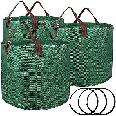 iPower 3-Pack 16/32/72-Gallon Reusable Garden Waste Bags Leaf Lawn Trash Bags