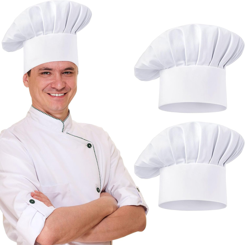2 Pcs Chef Hats for Men, Chef Hat, Adjustable Elastic Chef Hats for Women, Adult