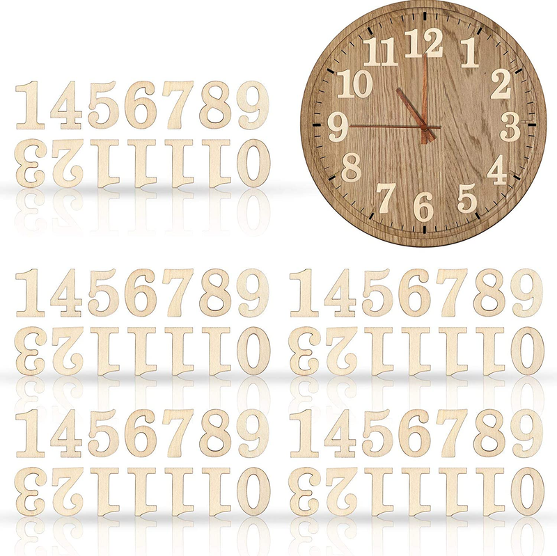 75 Pieces Wooden Numbers in 5 Sets, Wooden Arabic Clock Numbers with Adhesive fo