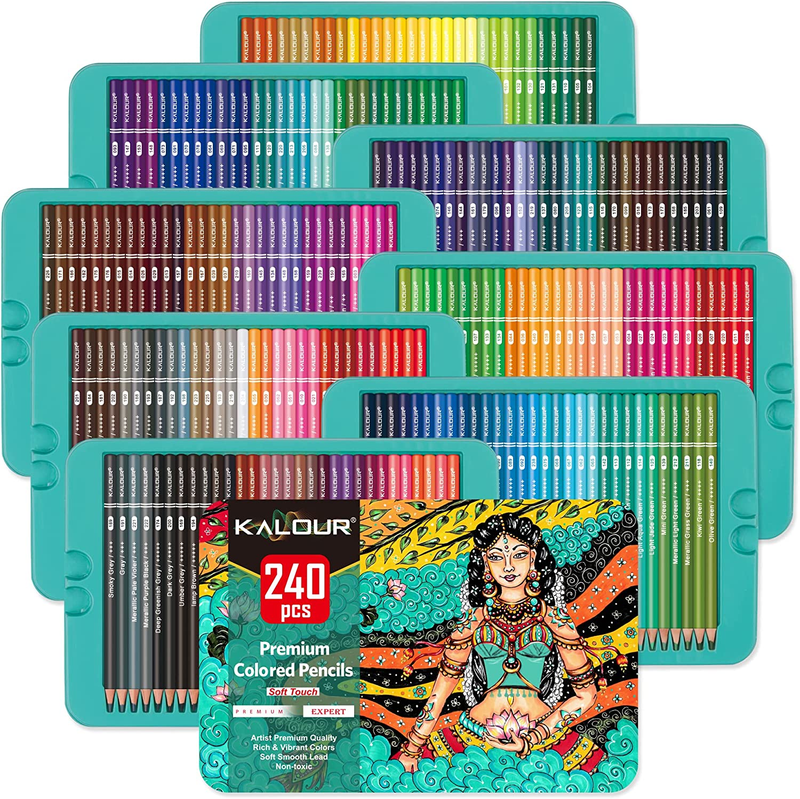 Professional Colored Pencils,Set of 240 Colors,Artists Soft 