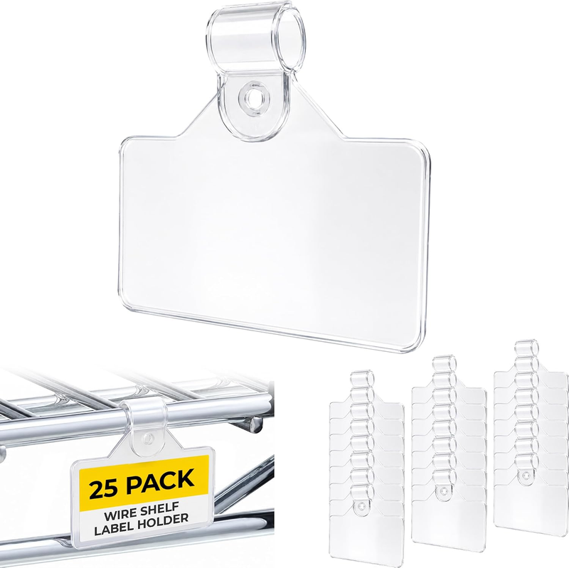 Shelf Label Holder for Wire Shelving 2 Inch Pantry Storage Bins Clip-On
