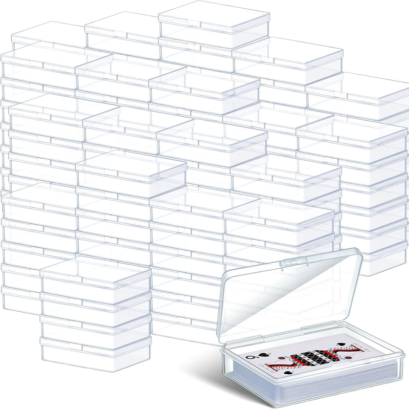 100 Pcs Playing Card Box Clear Trading Card Case Storage Organizer for Bank Business Gaming, 3.86 X 2.91 X 0.94 Inch
