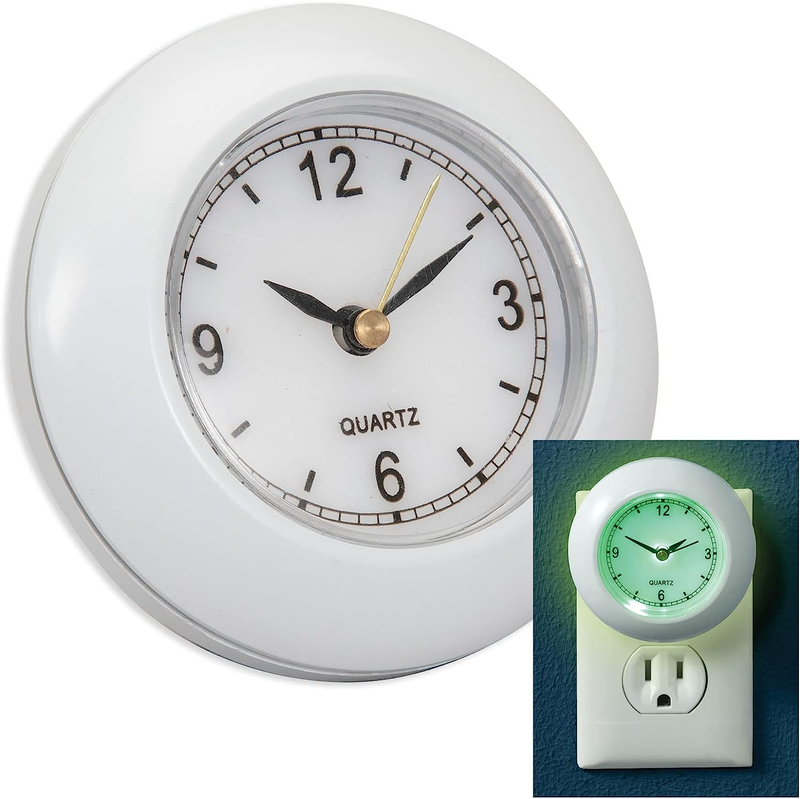 Nighttime Glow Clock Glow-In-The-Dark Outlet Clock Night Light Analog Compact