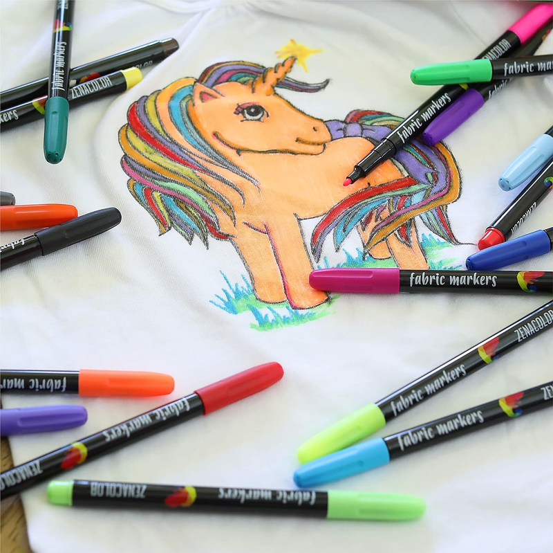 20 Fabric Markers Pens Set - Non Toxic Fabric Paint Fine Point Textile Marker Pe
