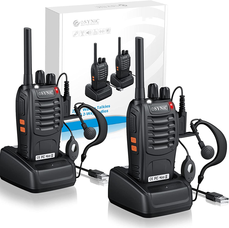 For Adults,esynic 2pcs Professional Walkie Talkies Rechargeable