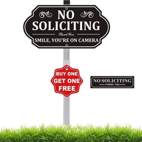 No Soliciting Schild Selbstklebend Für Haustür – Starke Haftung, Mattes Design, Digital Gedruckt