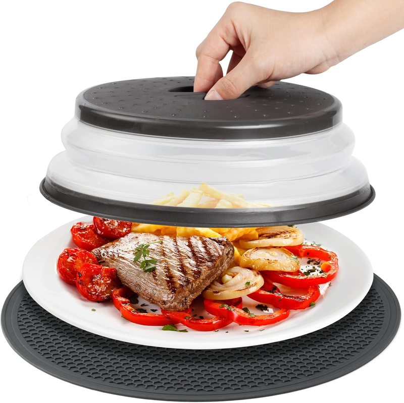Microwave Splatter Cover & Silicone Mat  Collapsible, Vented, ...