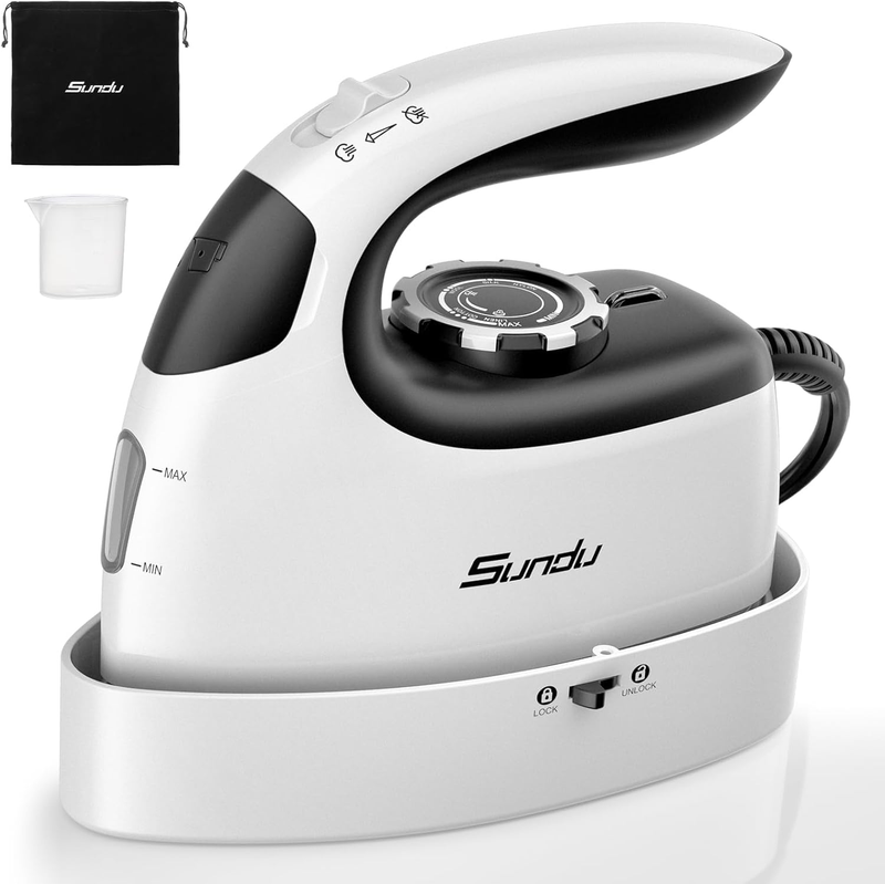 Mini Travel Iron with Steam,1000W Portable Non-Stick Soleplate Steam Samll Iron
