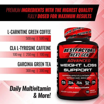 BESTFACTOR MAX NEXT GEN Weight Loss Pills f/ Women & Men by Best Factor 100 caps