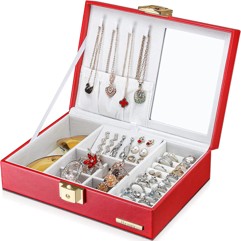 Jewelry Box Organizer Gift Necklaces Storage Holder for Women Ring-Earrings