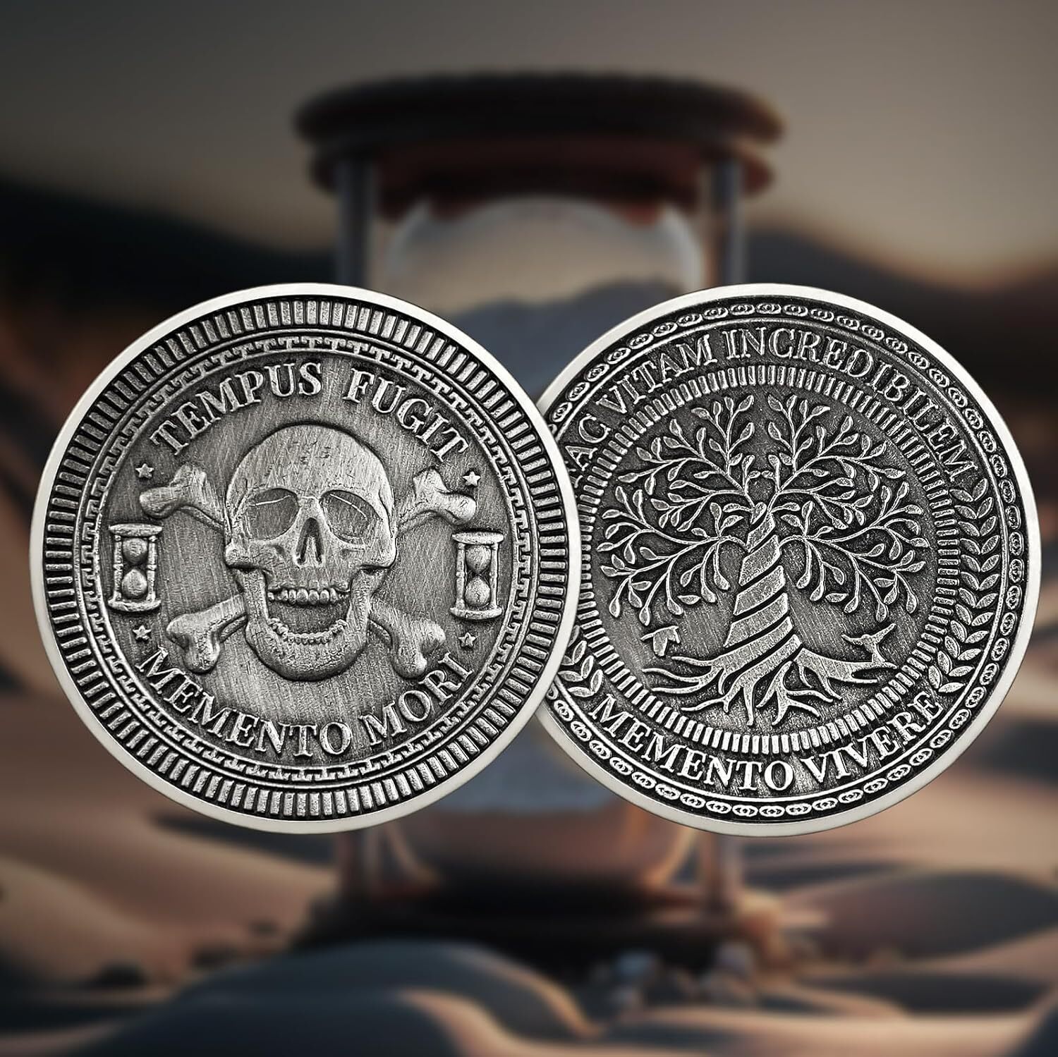 邦楽 memento mori Memento Mori Medallion Skull Hourglass Remember You Must Die