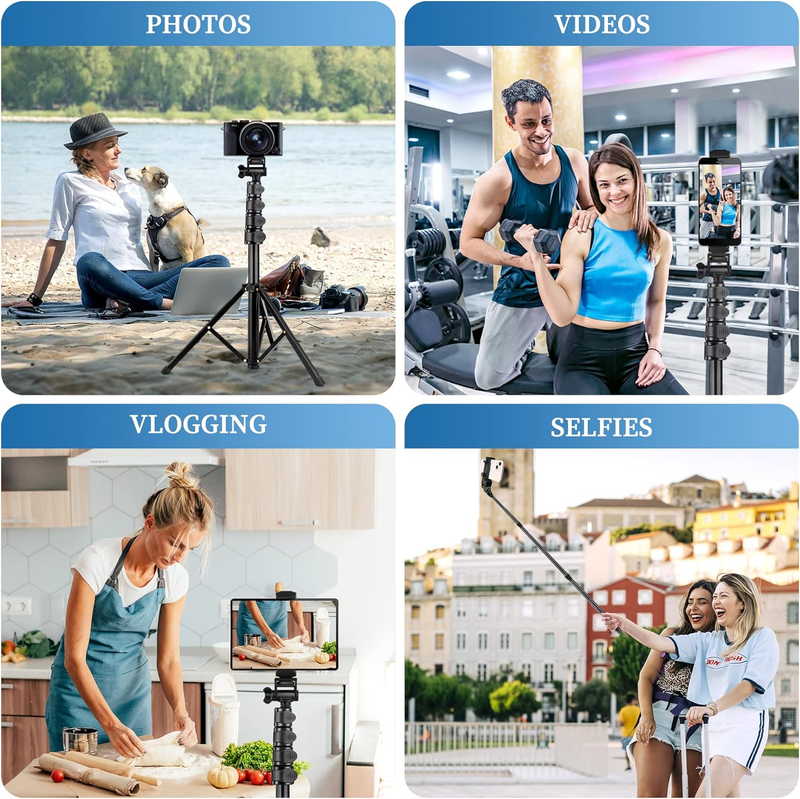 Phone Tripod, 70" Selfie Stick Tripod Stand Cell Phone Tripods with Remote Phone