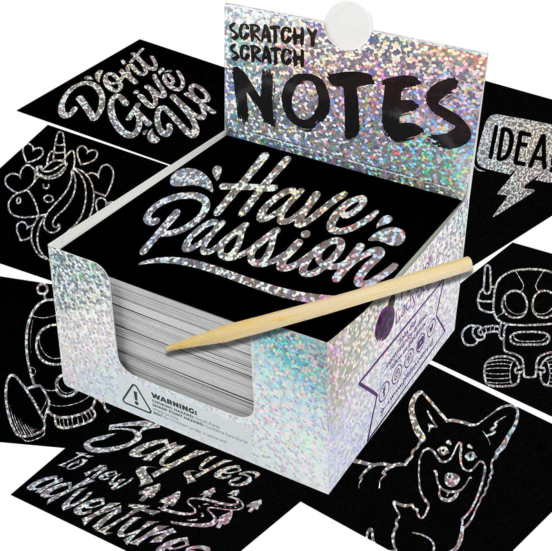 Silver Holographic Scratch Art Mini Note - Great Gifts for A