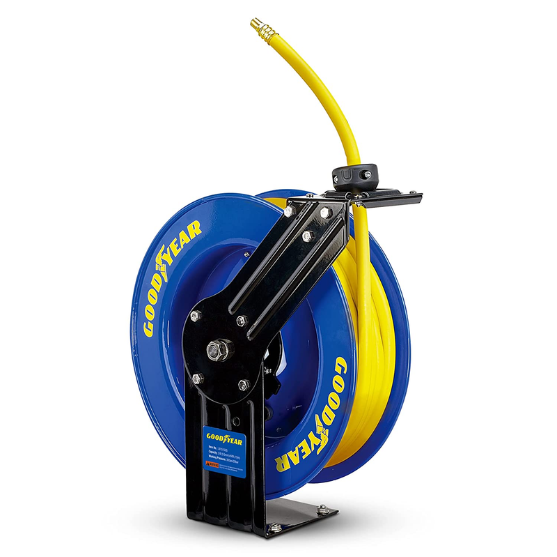 Retractable Air Hose Reel 3/8" x 50' SBR Rubber 300PSI Unique Industrial Steel